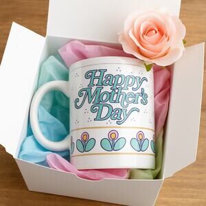 Vintage 1990s Mother’s Day Mug | 1994 Retro Ceramic Coffee Cup | Aqua Floral